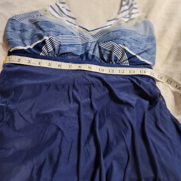 NWOT Athletic Boy Short Swimdress attached shorts halter nautical swim bathing - Picture 9 of 9